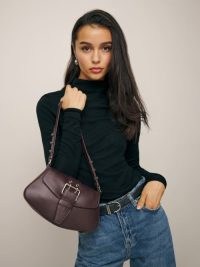 Rafaella Shoulder Bag Bordeaux Leather ~ chic front buckle handbag ~ luxe bags