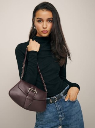 Rafaella Shoulder Bag Bordeaux Leather ~ chic front buckle handbag ~ luxe bags