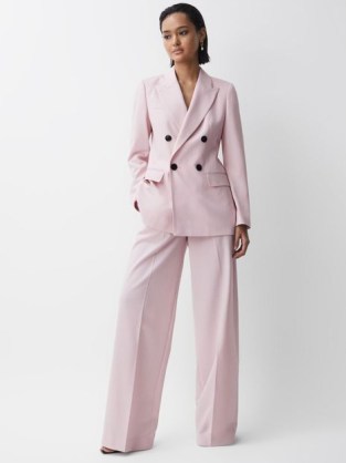 REISS EVELYN TAILORED WOOL BLEND DOUBLE BREASTED BLAZER PINK – women’s chic blazers - flipped