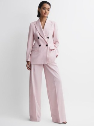 REISS EVELYN TAILORED WOOL BLEND DOUBLE BREASTED BLAZER PINK – women’s chic blazers