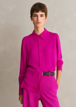ME and EM Silk Pop Colour Shirt in Electric Pink – women’s bright silky shirts