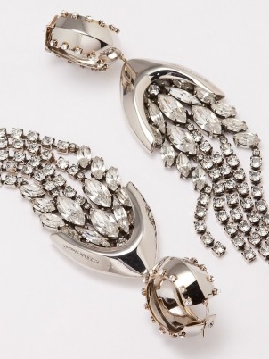 ALEXANDER MCQUEEN Chandelier crystal-embellished drop earrings – large occasion drops – statement jewellery with crystals
