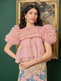 sister jane Frida Tulle Ruffle Top in Baby Pink ~ DREAM A NIGHT AT THE MUSEUM Collection ~ romantic ruffled tops