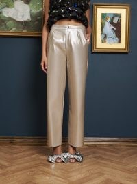 sister jane Deco Metallic Trousers in soft Silver / A NIGHT AT THE MUSEUM / women’s high shine party fashion / shiny going out evening clothes
