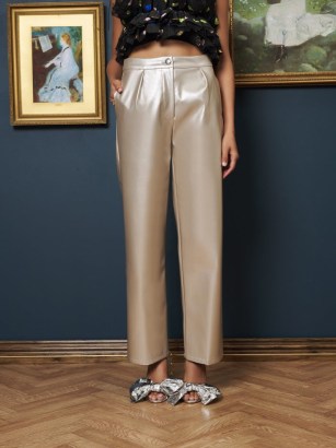 sister jane Deco Metallic Trousers in soft Silver / A NIGHT AT THE MUSEUM / women’s high shine party fashion / shiny going out evening clothes - flipped