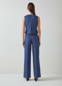 L.K. BENNETT Ami Organic Cotton Denim Wide-Leg Trousers ~ women’s 70s style jeans ~ womens vintage inspired clothing