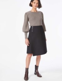 CEFINN Audrey Classic Wool A Line Skirt in Black ~ asymmetric skirts - flipped