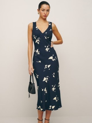 Reformation Beauden Dress in Lover – sleeveless heart print midi dresses – chic wedding guest clothing 2024