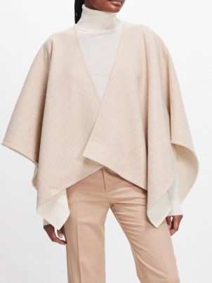 Max Mara Serra cape in beige – women’s luxe wool blend capes - flipped