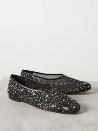 Emme Parsons Black High Throat mesh ballet flats ~ flat silver glitter splattered shoes