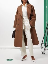 Róhe Oversized cotton-twill trench coat in brown ~ women’s relaxed longline coats