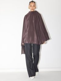 Marie Adam-Leenaerdt Silk cape blouse in brown ~ silky relaxed clothing ~ flared blouses ~ fluid fashion ~ women’s contemporary clothes ~ luxe