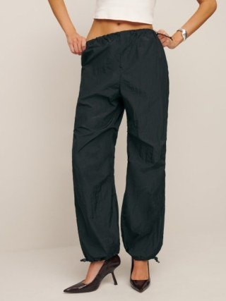 Reformation Camden Pant in Black ~ women’s sporty style cuffed hem trousers ~ womens sustainable fashion - flipped
