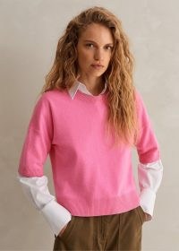 ME and EM Cashmere Relaxed Crop Tee in Perfect Pink ~ luxe short sleeve knitted top