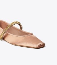 TORY BURCH CRYSTAL BALLET in Vintage Mauve / Smoked Topaz – embellished square toe flat – luxe satin flats – luxury ballerina shoes