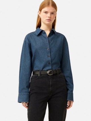 JIGSAW Denim Relaxed Shirt in Indigo ~ women’s dark blue cotton shirts