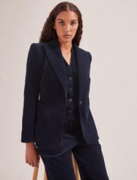 CEFINN Gene Corduroy Blazer in Navy ~ women’s dark bkue cord blazers ~ womens 70s vintage style jacket