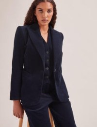 CEFINN Gene Corduroy Blazer in Navy ~ women’s dark bkue cord blazers ~ womens 70s vintage style jacket