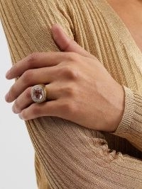 Octavia Elizabeth Blushing diamond, pink tourmaline & 18kt gold ring – chunky luxe rings – women’s fine jewellery
