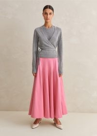 ME and EM Heavy Cotton Sateen Maxi Skirt in Perfect Pink ~ loose pleated swing skirts ~ beautiful fashion