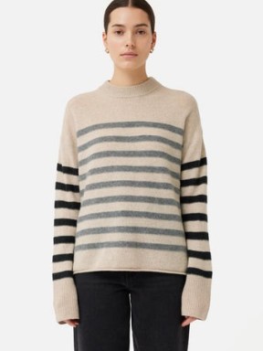 Jigsaw Merino Cashmere Stripe Jumper in Neutral | women’s striped jumpers | womens luxe sweater