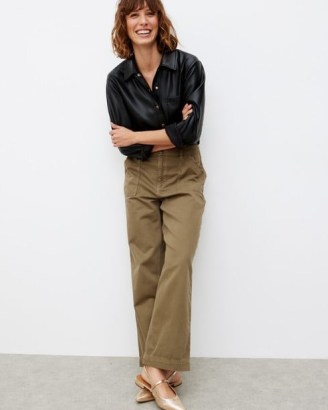 OLIVER BONAS Khaki Green Contrast Stitch Scallop Jeans ~ women’s denim fashion