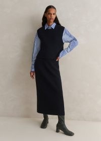 ME and EM Knitted Vest + Skirt Co-ord in Navy – dark blue vests and skirts – women’s clothing sets