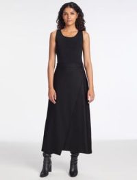 CEFINN Layla Wool Maxi Wrap Skirt in Black ~ asymmetric front skirts