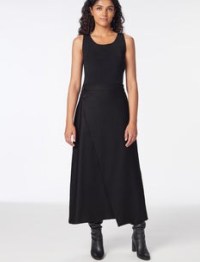 CEFINN Layla Wool Maxi Wrap Skirt in Black ~ asymmetric front skirts - flipped