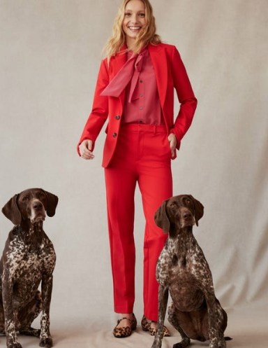 Boden Marylebone Ponte Blazer in Hot Pepper / women’s bright red blazers - flipped