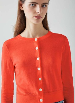 L.K. Bennett Michelle Red Organic Cotton Cardigan | women’s cropped button up cardigans