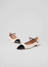 L.K. Bennett Monty Cream And Black Leather Mary Jane Pumps | chic monochrome flats | colour block Mary Janes