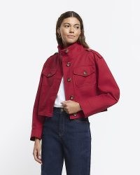 RIVER ISLAND Red Crop Trench Jacket ~ women’s cropped utility jackets