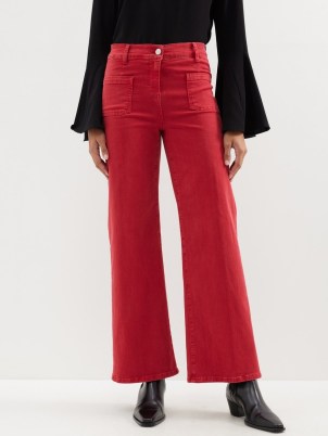 FRAME Le Slim Palazzo jeans in washed red / women’s denim fashion - flipped