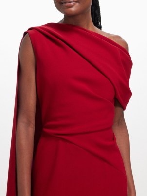 Roksanda Maite draped-sash crepe midi dress in red / one shoulder occasion dresses - flipped