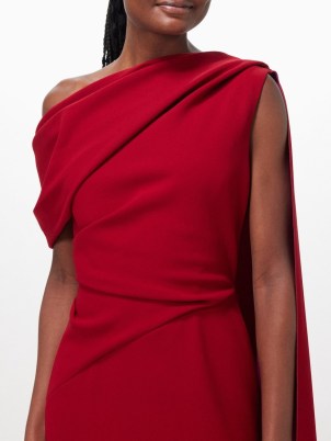Roksanda Maite draped-sash crepe midi dress in red / one shoulder occasion dresses