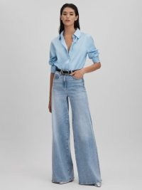 Reiss AMERIA PALAZZO JEANS LIGHT BLUE – wide leg jean – women’s stylish denim fashion