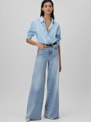 Reiss AMERIA PALAZZO JEANS LIGHT BLUE – wide leg jean – women’s stylish denim fashion - flipped