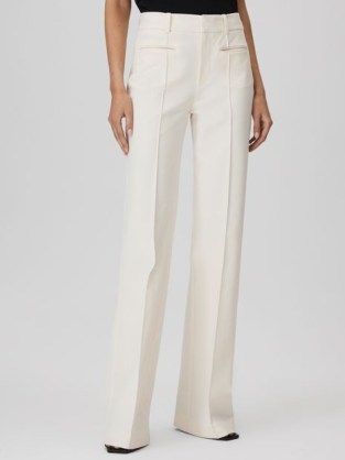 REISS CLAUDE HIGH RISE FLARED TROUSERS CREAM ~ women’s chic flares - flipped