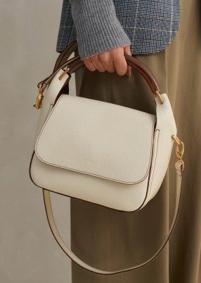 ME and EM Resin Handle Crossbody Bag Off White ~ luxe leather top handle handbag ~ luxury bags ~ chic cross body handbags
