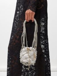 Rosantica Capri crystal-embellished satin bag in silver ~ small luxe occasion bags