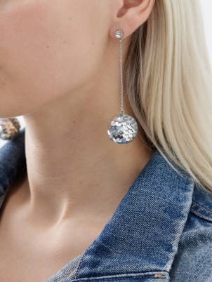 Roxanne Assoulin Sequin-embellished earrings in silver-tone ~ sequinned disco ball drops - flipped