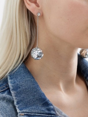 Roxanne Assoulin Sequin-embellished earrings in silver-tone ~ sequinned disco ball drops