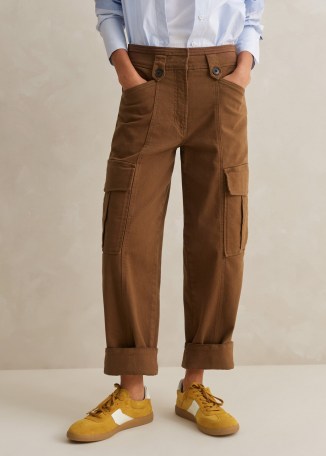 Me and Em The Boot-To-Trainer Cargo Trouser in Tan – women’s brown side pocket trousers – utility fashion