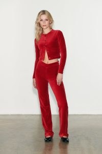 peachy den The Celeste Bottoms in Scarlet ~ womens casual red trousers