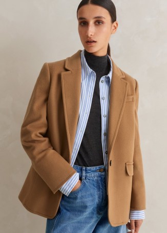 ME and EM The Very Useful Wool Forever Blazer Coat in Toffee ~ women’s light brown jackets ~ womens luxe blazers