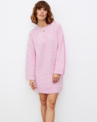 OLIVER BONAS Two Tone Pink Knitted Jumper Dress ~ tonal colour block sweater dresses ~ women’s knitted fashion - flipped