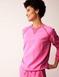 Boden Washed Raglan Sweatshirt in Sangria Sunset ~ women’s pink cotton sweatshirts