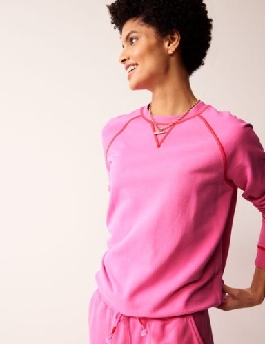 Boden Washed Raglan Sweatshirt in Sangria Sunset ~ women’s pink cotton sweatshirts