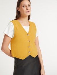 CEFINN Wesley Cashmere Blend V Neck Waistcoat in Yellow ~ women’s knitted waistcoats